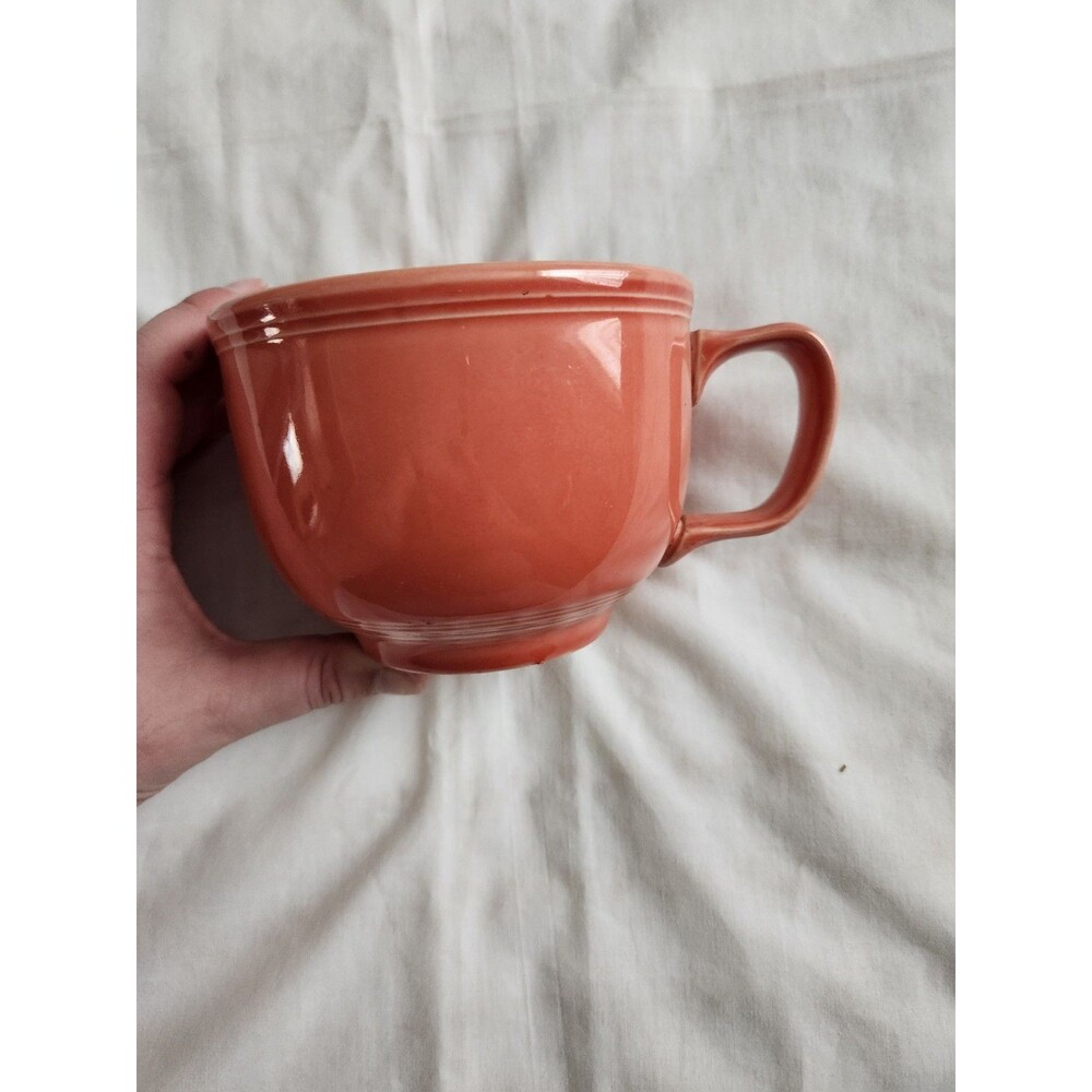 Homer Laughlin Fiesta 18 OZ. Jumbo Mug Cup Soup Coffee Poppy Coral Orange - Picture 2 of 3
